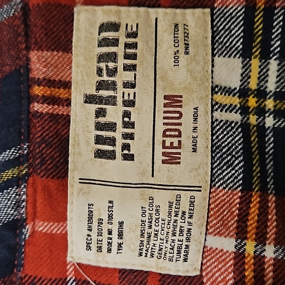 Urban Pipeline Longsleeve Flannel Red and Blue Medium - Picture 3 of 9